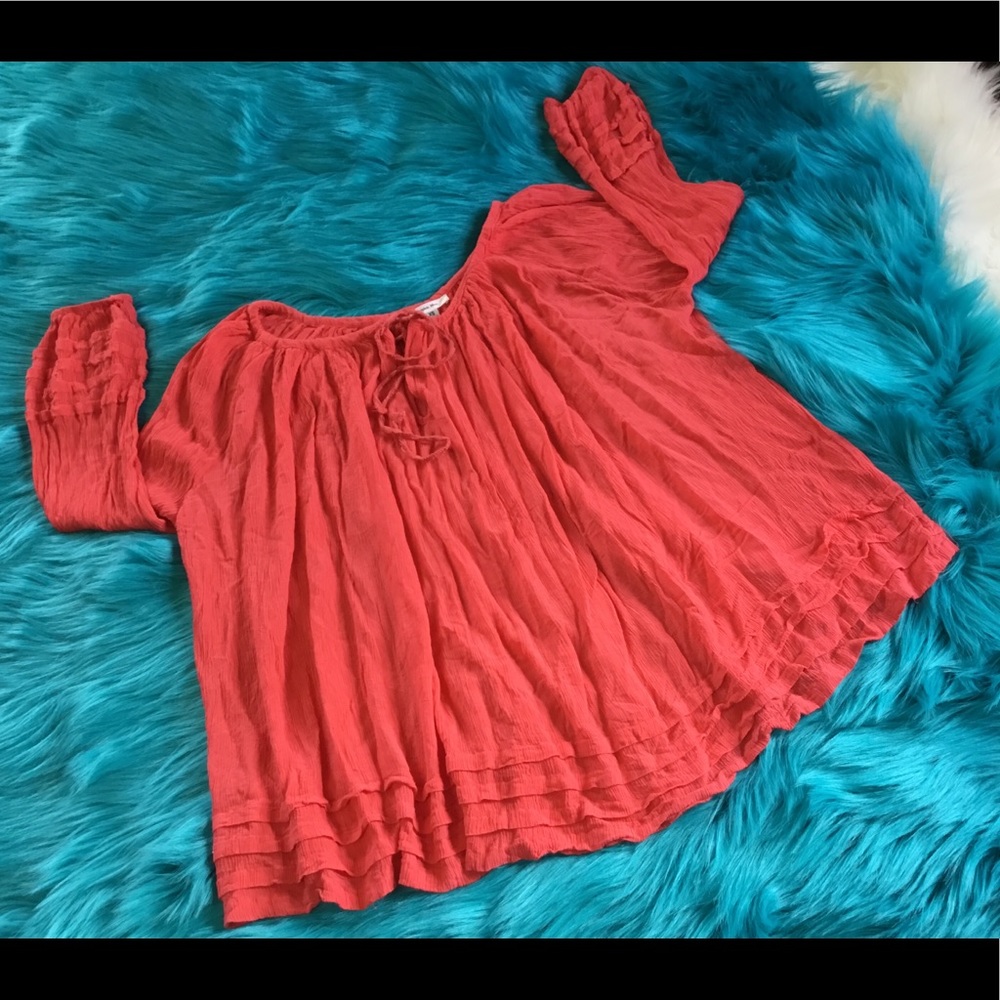 SOPHIE MAX CORAL CHIFFON TOP